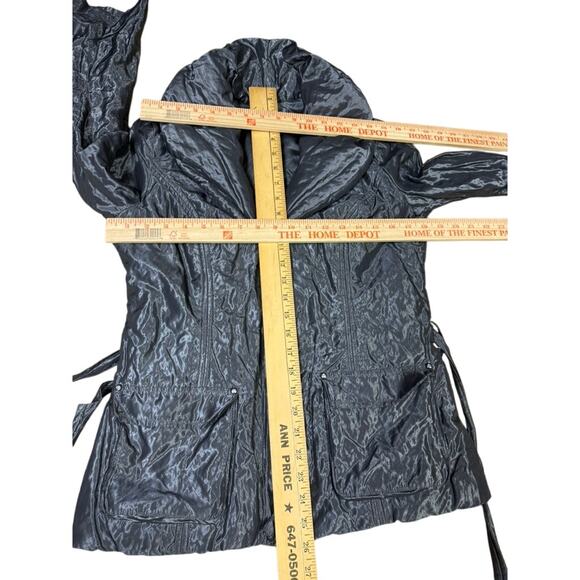 "CACHE" Silver Metallic Dress Coat VTG SZ M Belted 80's Girl's Night Out Club - Picture 4 of 16